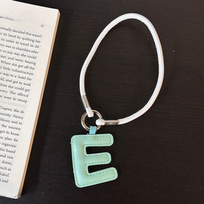 Pastel PU Leather Letter Lanyard Keychain