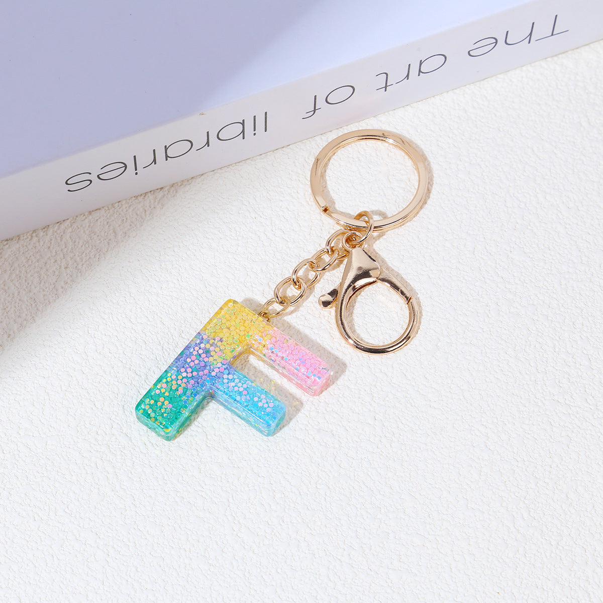 Rainbow Resin Letter Keychain