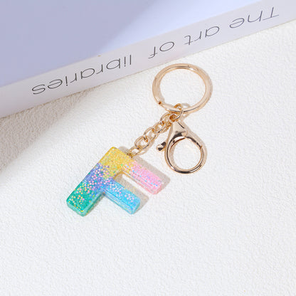 Rainbow Resin Letter Keychain