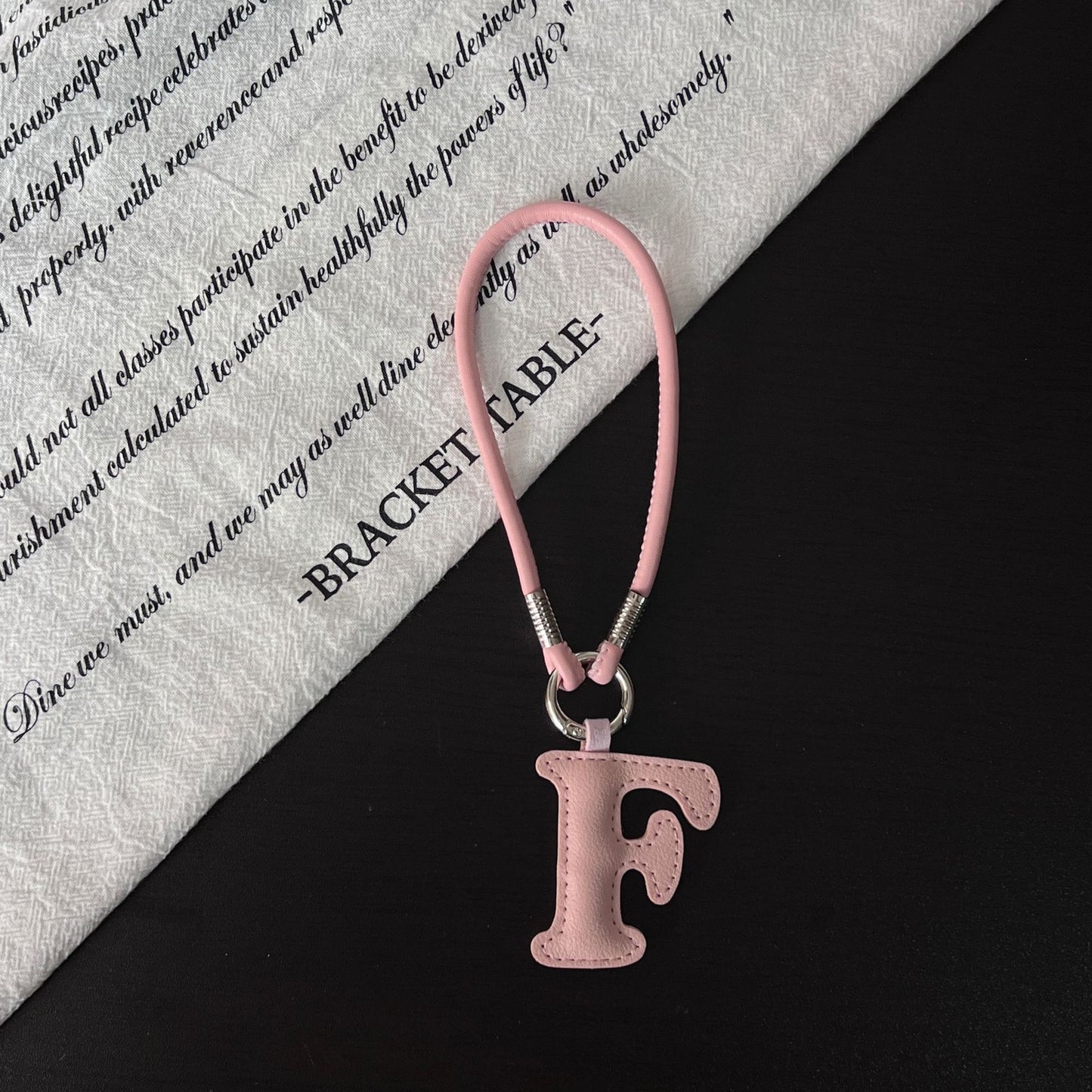 Pastel PU Leather Letter Lanyard Keychain
