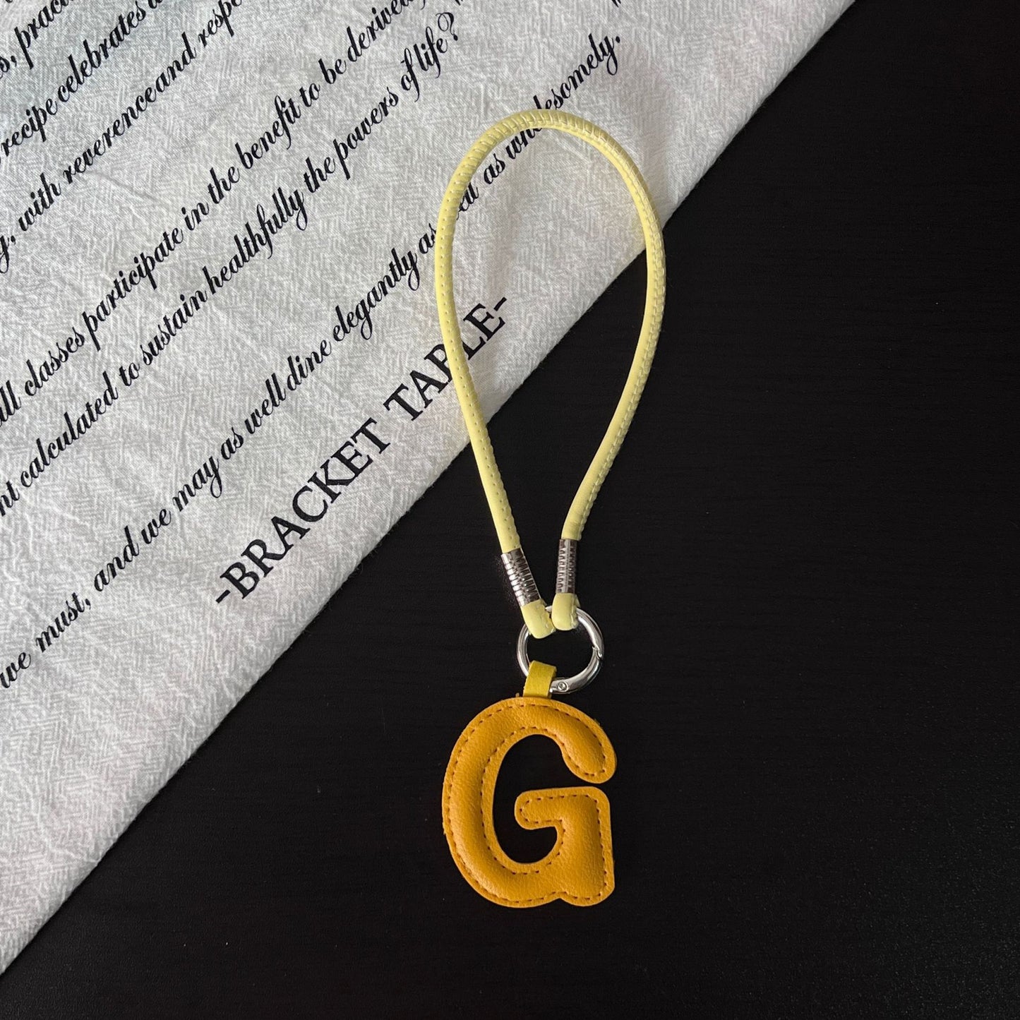 Pastel PU Leather Letter Lanyard Keychain