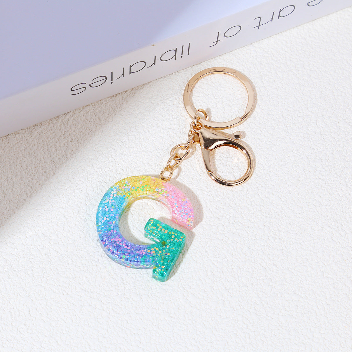 Rainbow Resin Letter Keychain