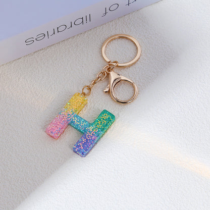 Rainbow Resin Letter Keychain