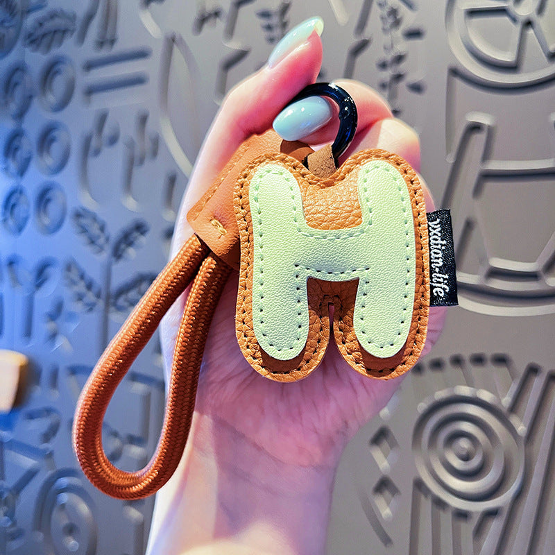 Minimalist Vegan Leather Letter Keychain