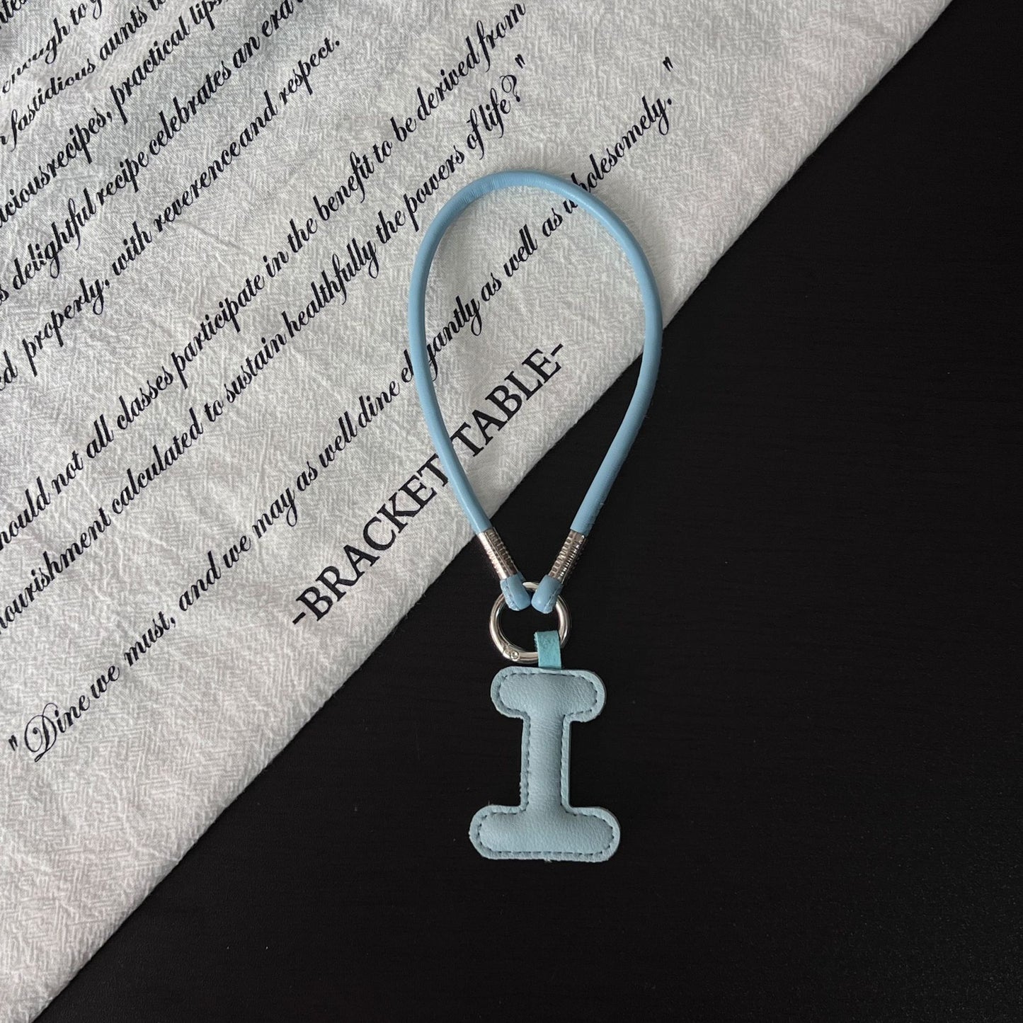 Pastel PU Leather Letter Lanyard Keychain
