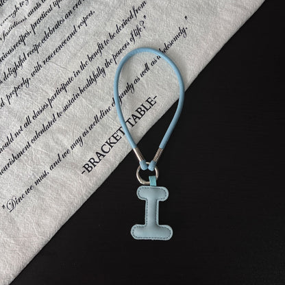 Pastel PU Leather Letter Lanyard Keychain