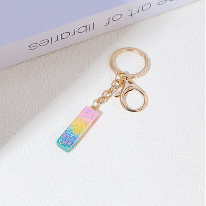 Rainbow Resin Letter Keychain