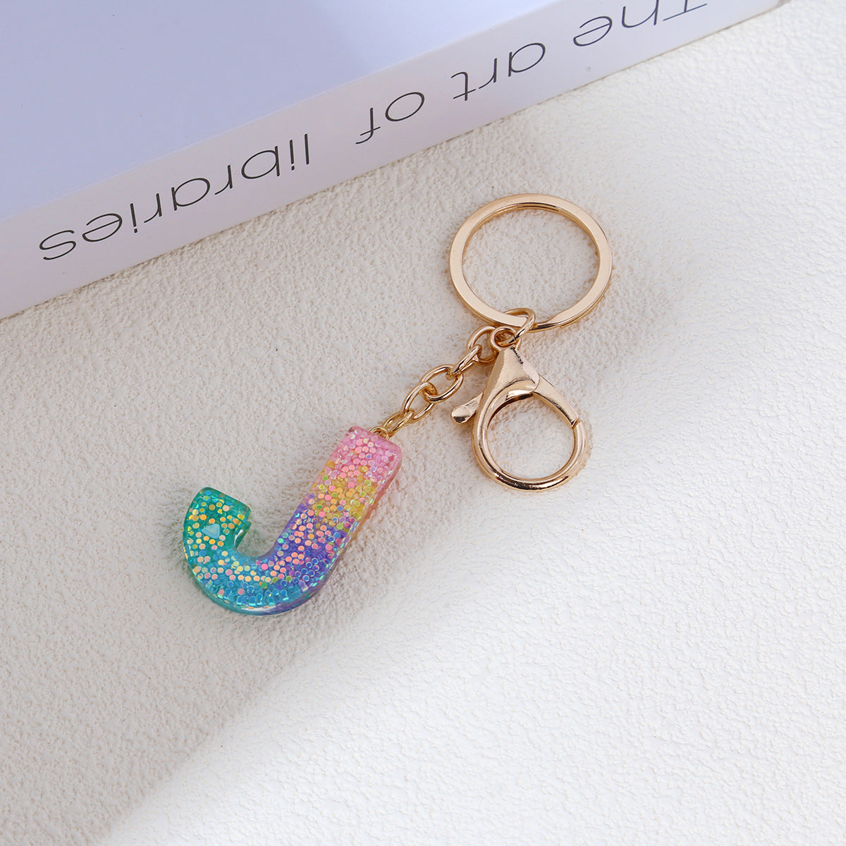 Rainbow Resin Letter Keychain