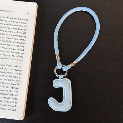 Pastel PU Leather Letter Lanyard Keychain