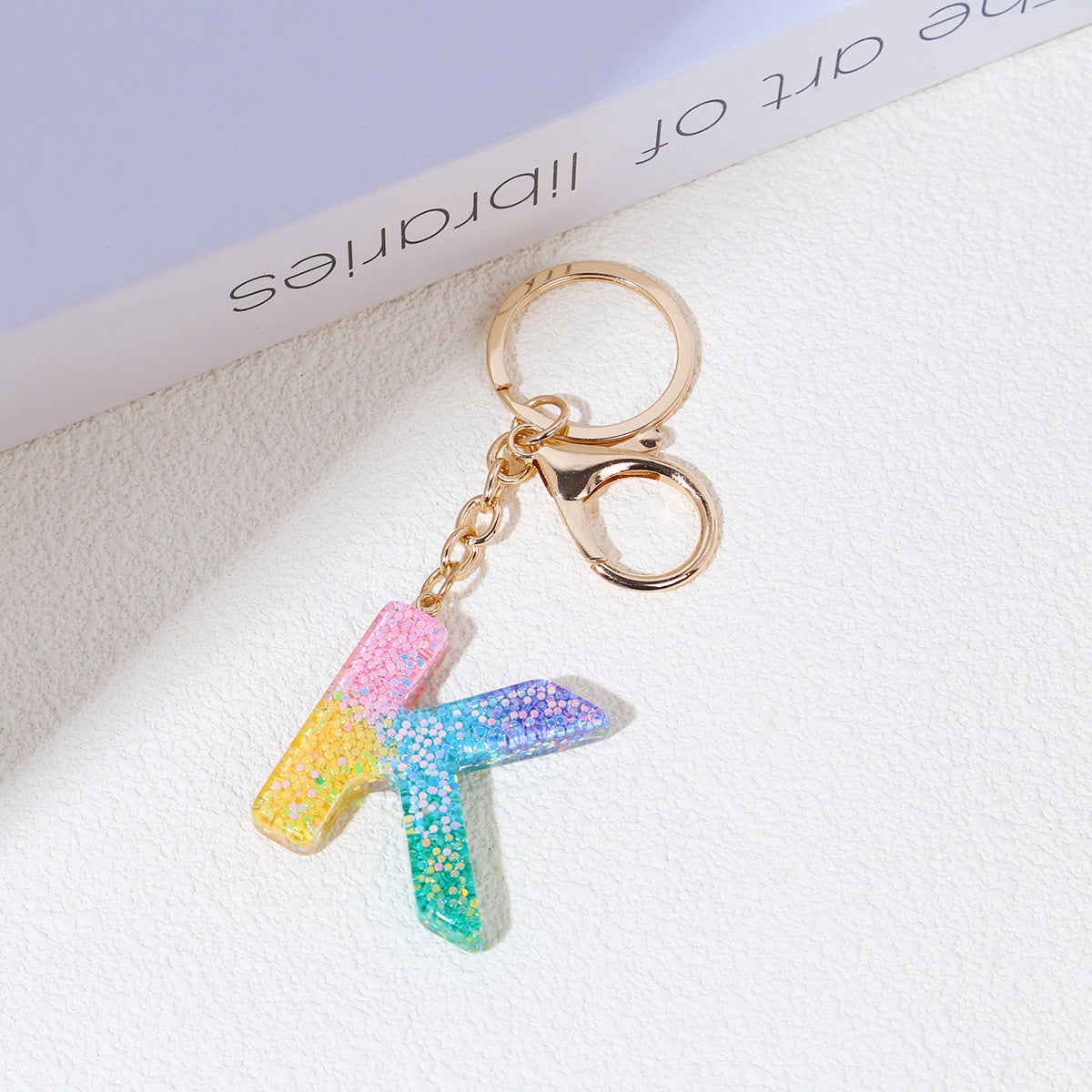 Rainbow Resin Letter Keychain