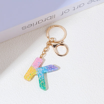 Rainbow Resin Letter Keychain