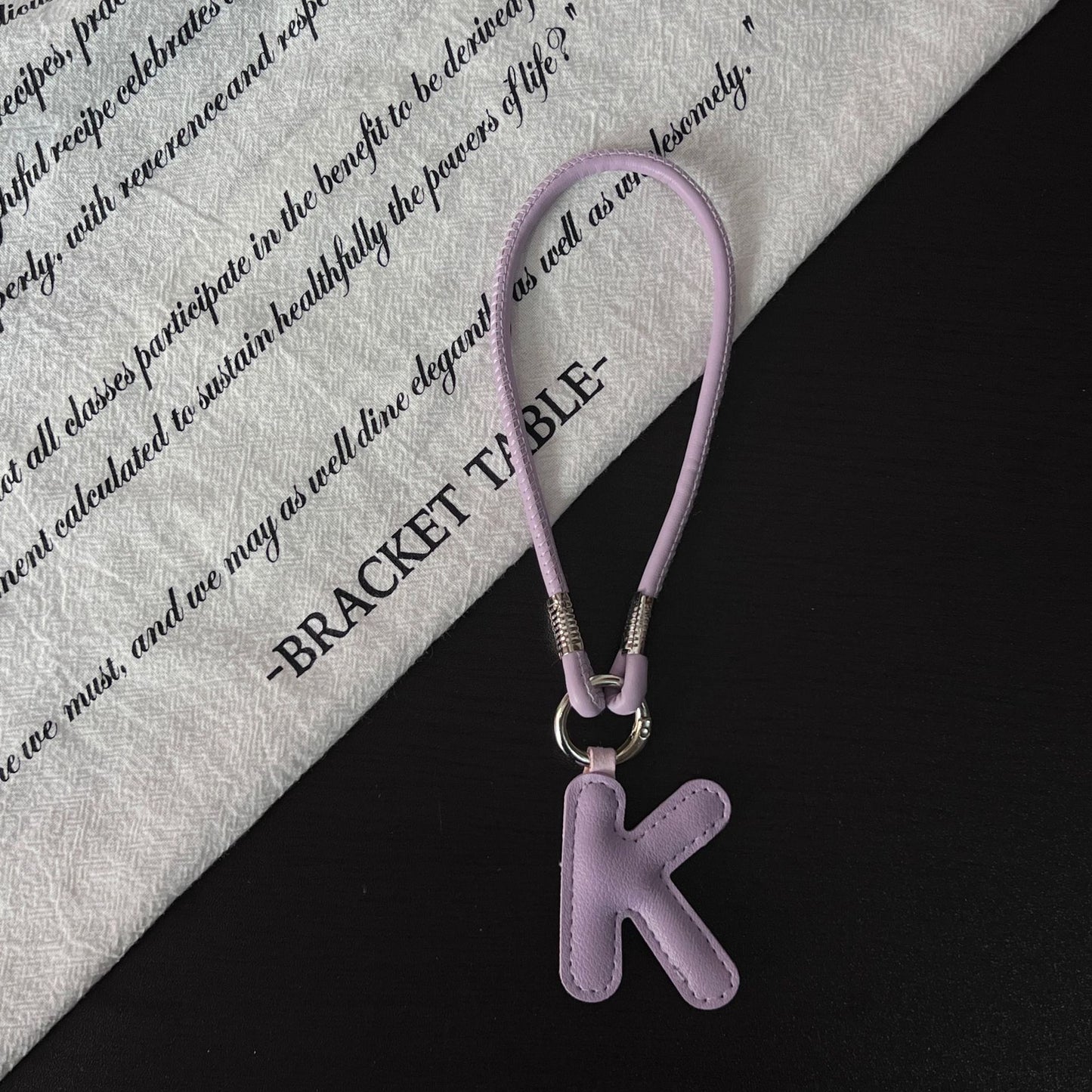 Pastel PU Leather Letter Lanyard Keychain