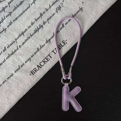 Pastel PU Leather Letter Lanyard Keychain