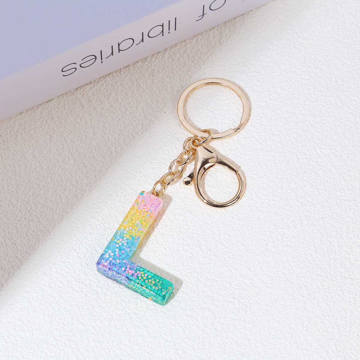 Rainbow Resin Letter Keychain