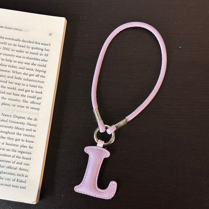 Pastel PU Leather Letter Lanyard Keychain