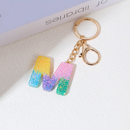 Rainbow Resin Letter Keychain