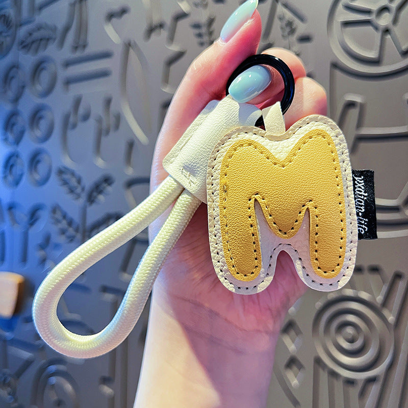 Minimalist Vegan Leather Letter Keychain
