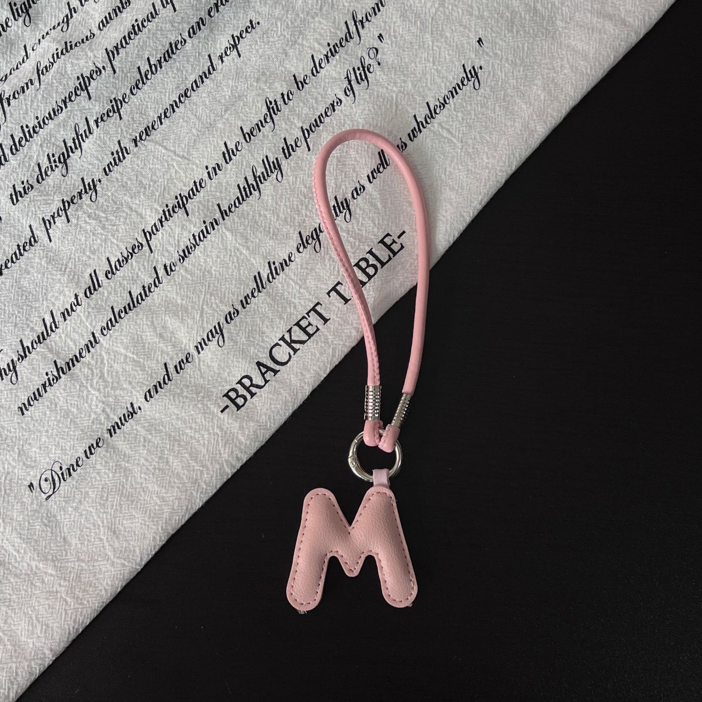 Pastel PU Leather Letter Lanyard Keychain