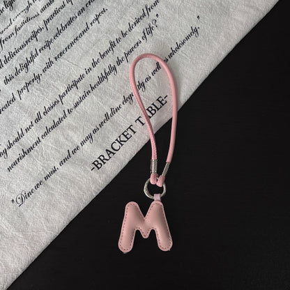 Pastel PU Leather Letter Lanyard Keychain