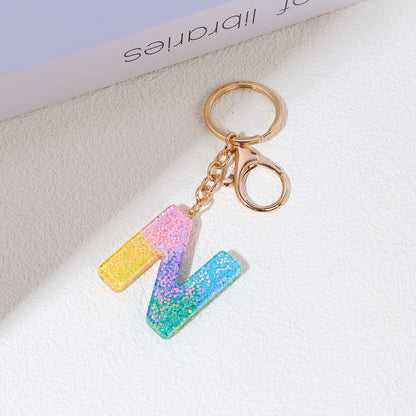 Rainbow Resin Letter Keychain