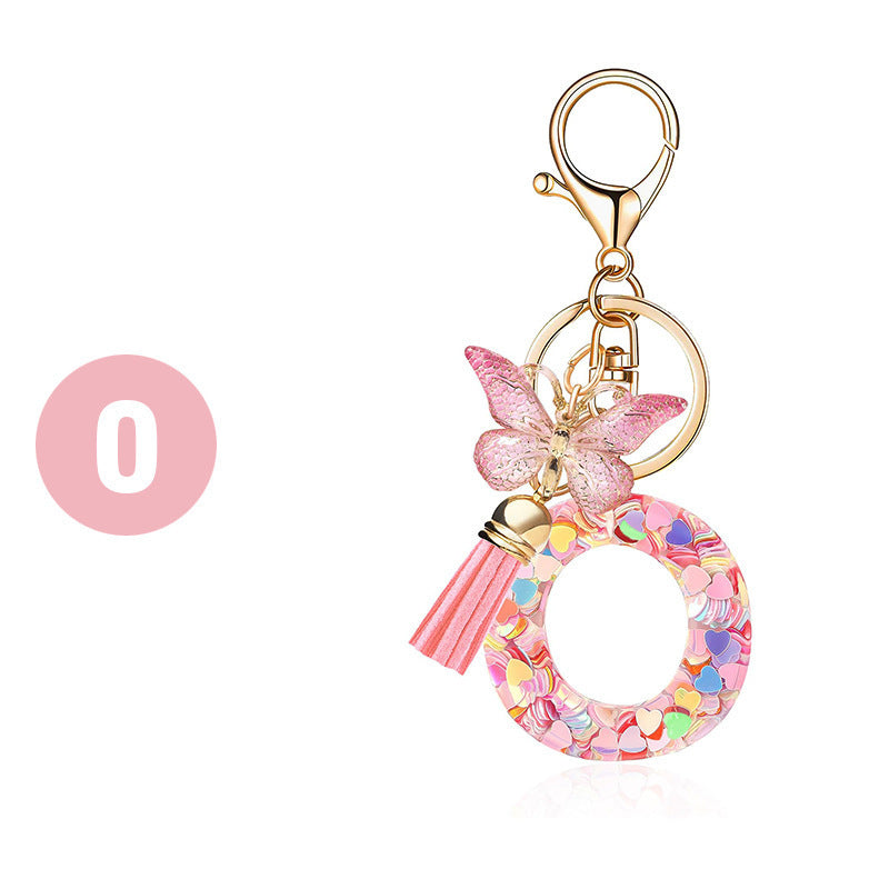 Pink Butterfly Letter Keychain