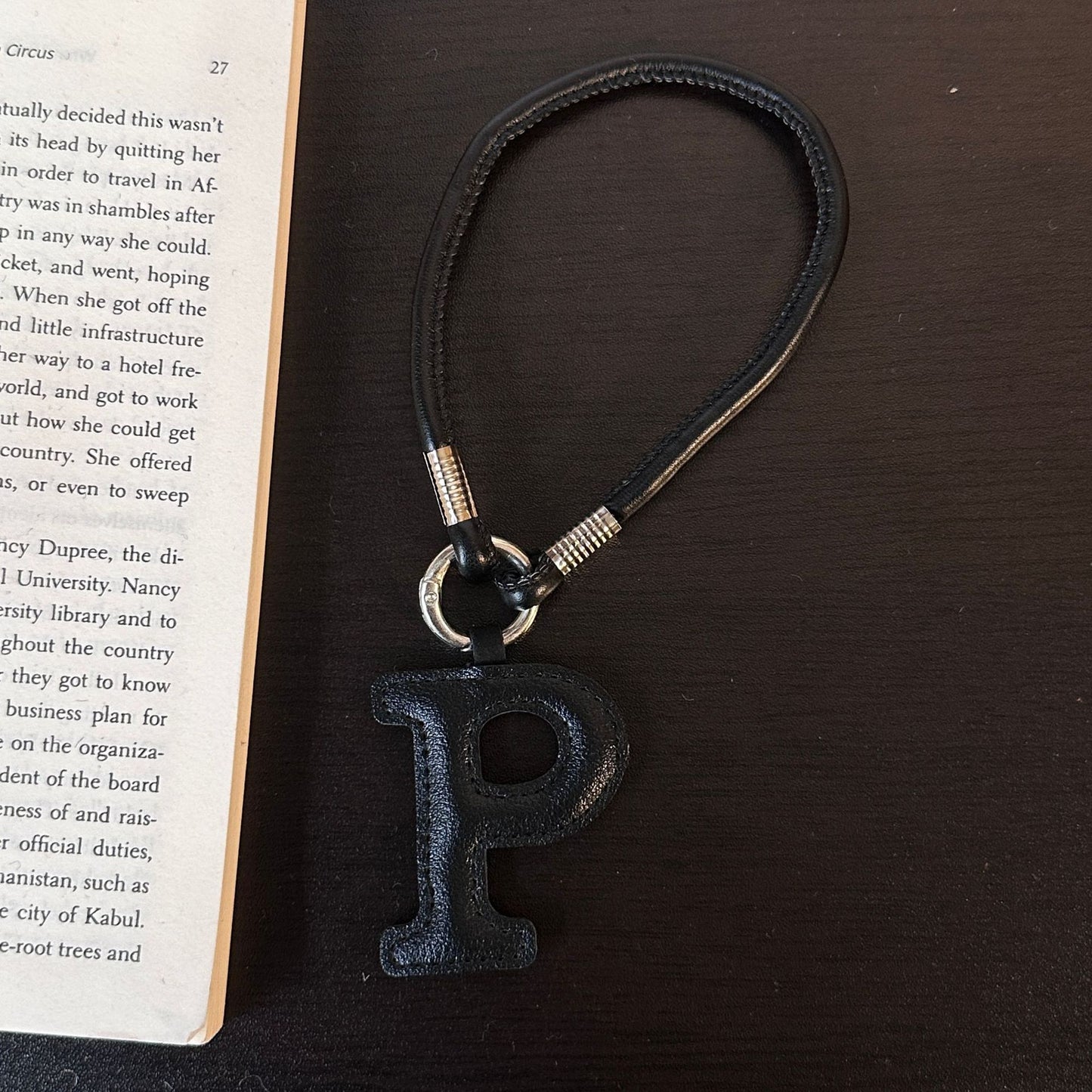 Pastel PU Leather Letter Lanyard Keychain