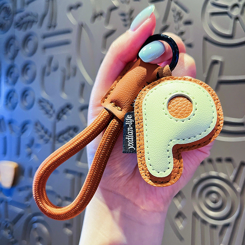 Minimalist Vegan Leather Letter Keychain