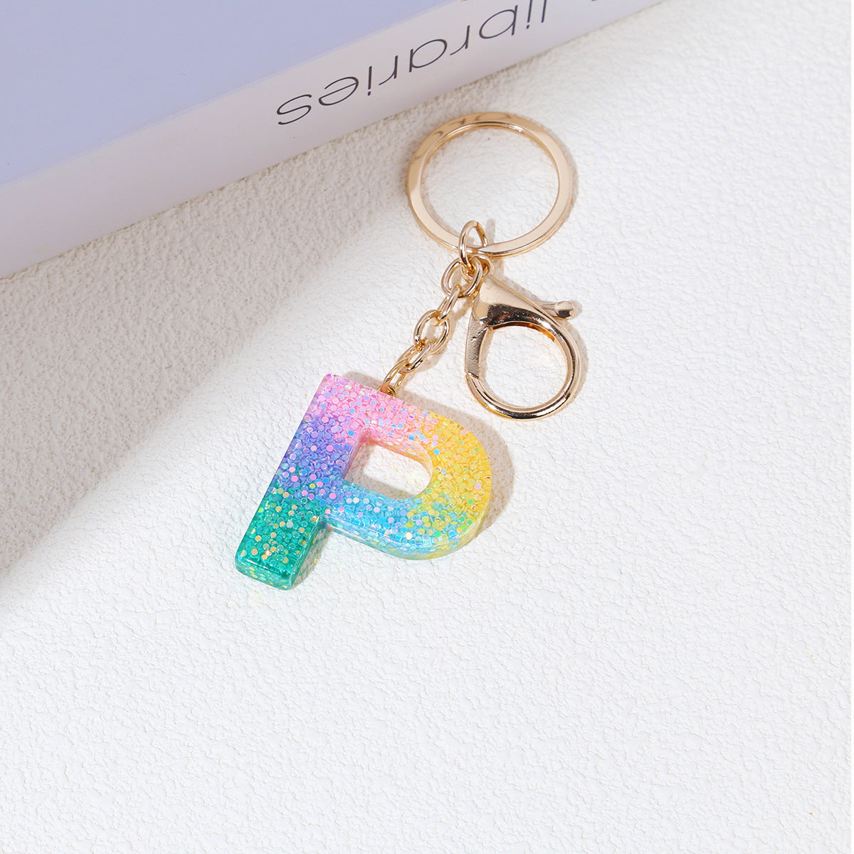 Rainbow Resin Letter Keychain