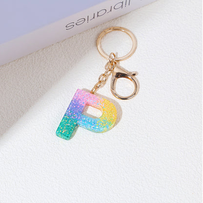 Rainbow Resin Letter Keychain