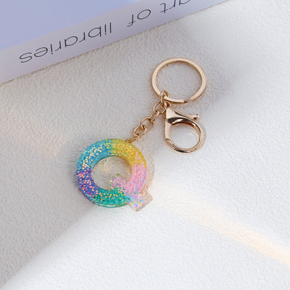 Rainbow Resin Letter Keychain