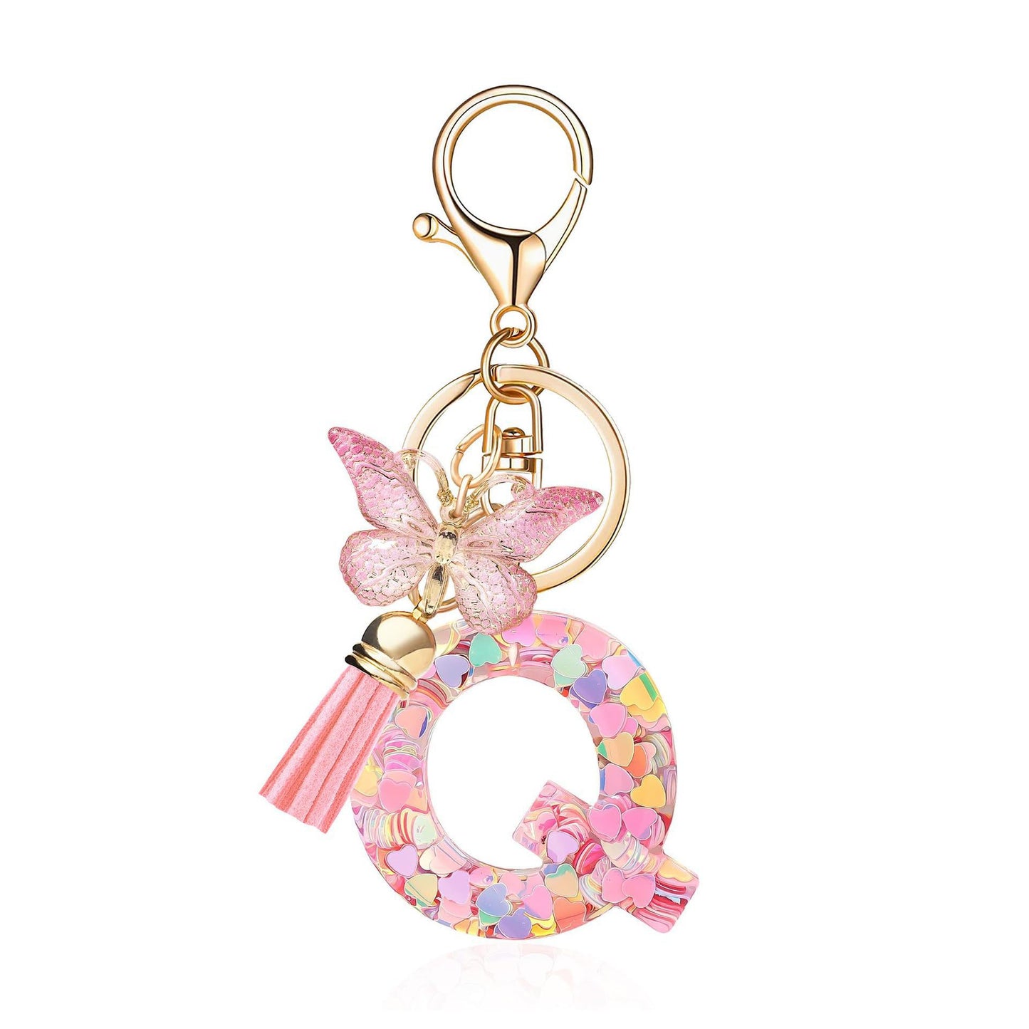 Pink Butterfly Letter Keychain