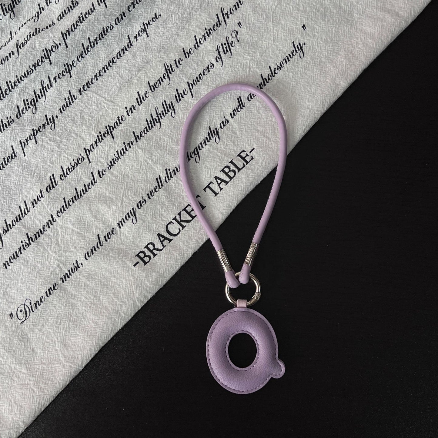 Pastel PU Leather Letter Lanyard Keychain