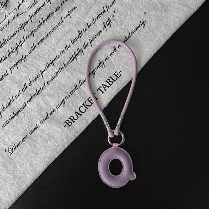Pastel PU Leather Letter Lanyard Keychain