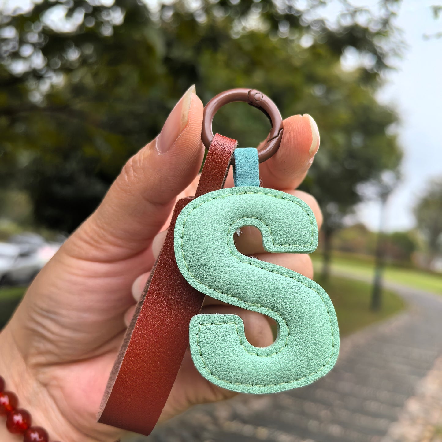 Vegan Leather Initial Bag Charm