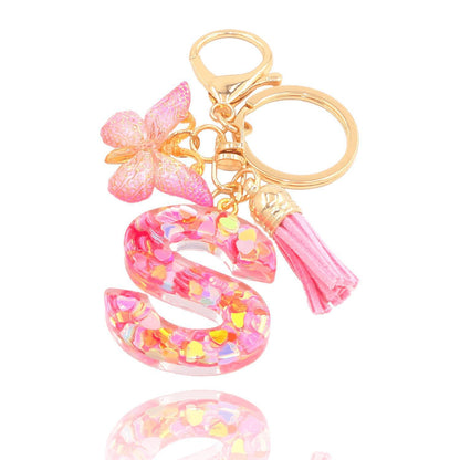 Pink Butterfly Letter Keychain
