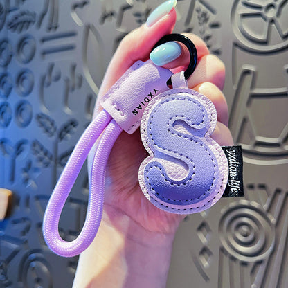 Minimalist Vegan Leather Letter Keychain