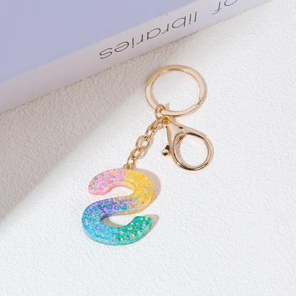Rainbow Resin Letter Keychain