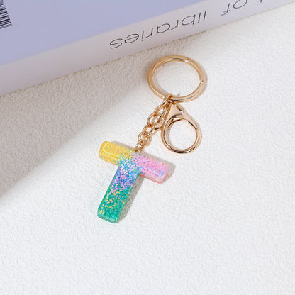 Rainbow Resin Letter Keychain