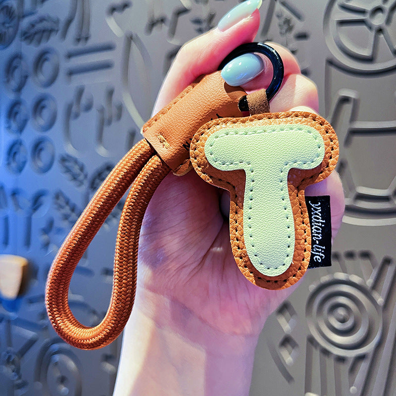 Minimalist Vegan Leather Letter Keychain
