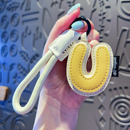 Minimalist Vegan Leather Letter Keychain