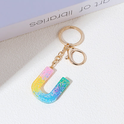 Rainbow Resin Letter Keychain