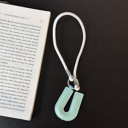 Pastel PU Leather Letter Lanyard Keychain