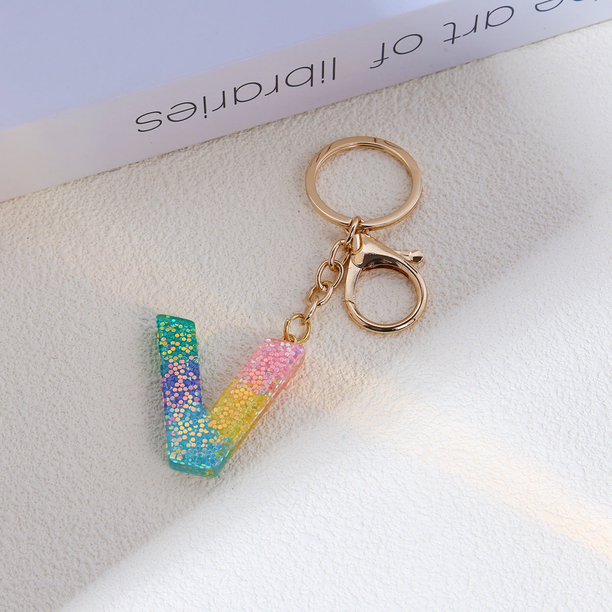 Rainbow Resin Letter Keychain