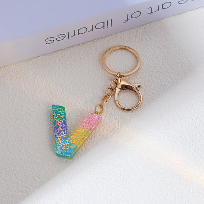 Rainbow Resin Letter Keychain