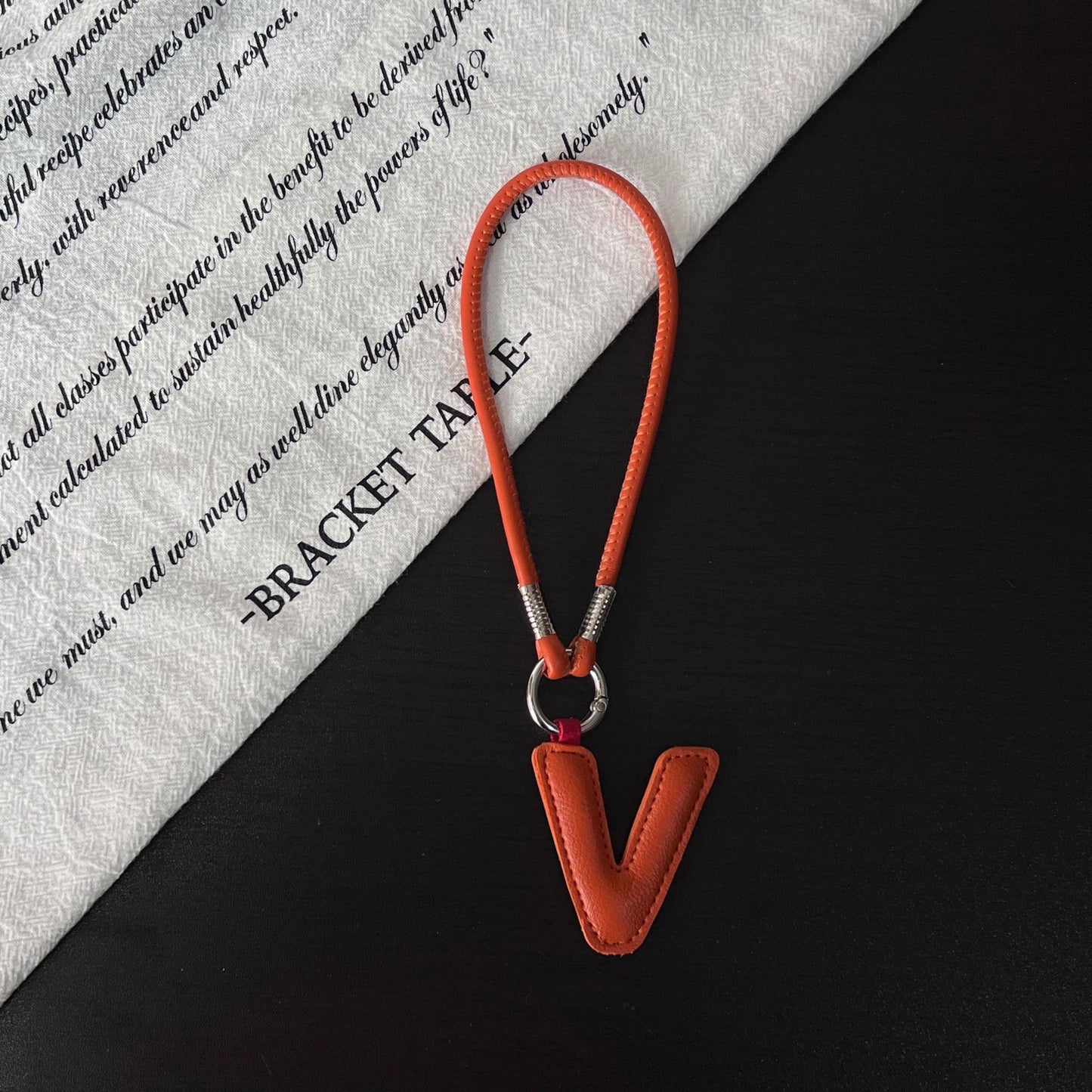 Pastel PU Leather Letter Lanyard Keychain