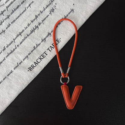Pastel PU Leather Letter Lanyard Keychain