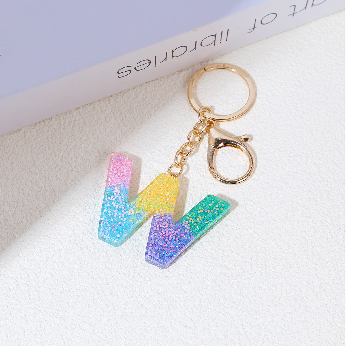 Rainbow Resin Letter Keychain