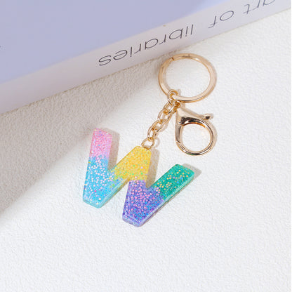Rainbow Resin Letter Keychain