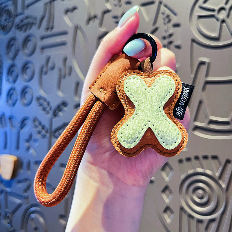 Minimalist Vegan Leather Letter Keychain