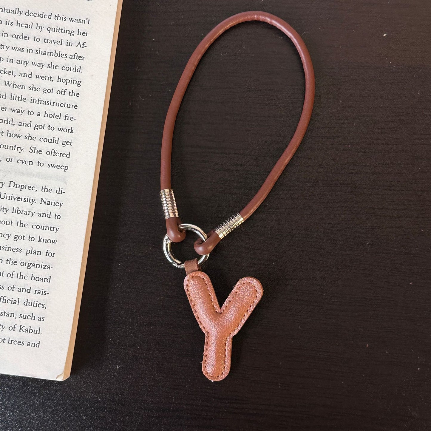 Pastel PU Leather Letter Lanyard Keychain